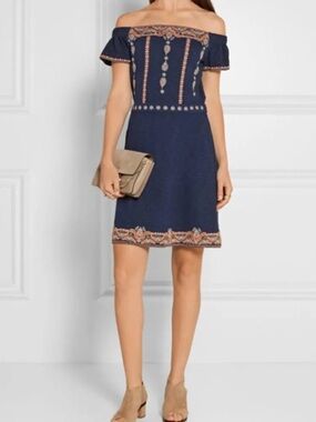 Tory Burch Nell Embroidered Cotton Mini Dress